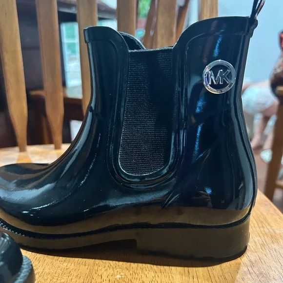 Black MK Ankle Rain Boots - Picture 7 of 7